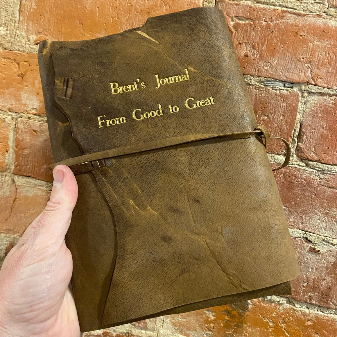 Rustic leather wrap journal with handmade paper