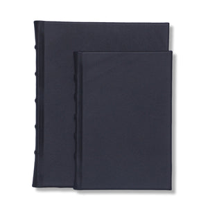 Navy Leather Journals shown in 2 sizes