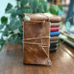 A mini leather journal i nChestnut colour 