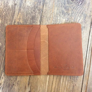 Brown Leather passport wallet inside pockets