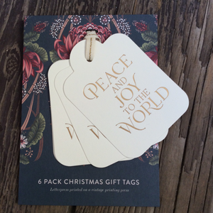 6 Pack of gold foiled letterpress gift tags