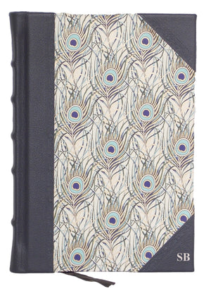Half Leather Journal - Peacock Feather Design
