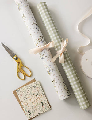 Itsy Bitsy Florals / Sage Check Double Sided Gift Wrap