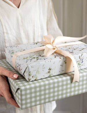 Itsy Bitsy Florals / Sage Check Double Sided Gift Wrap