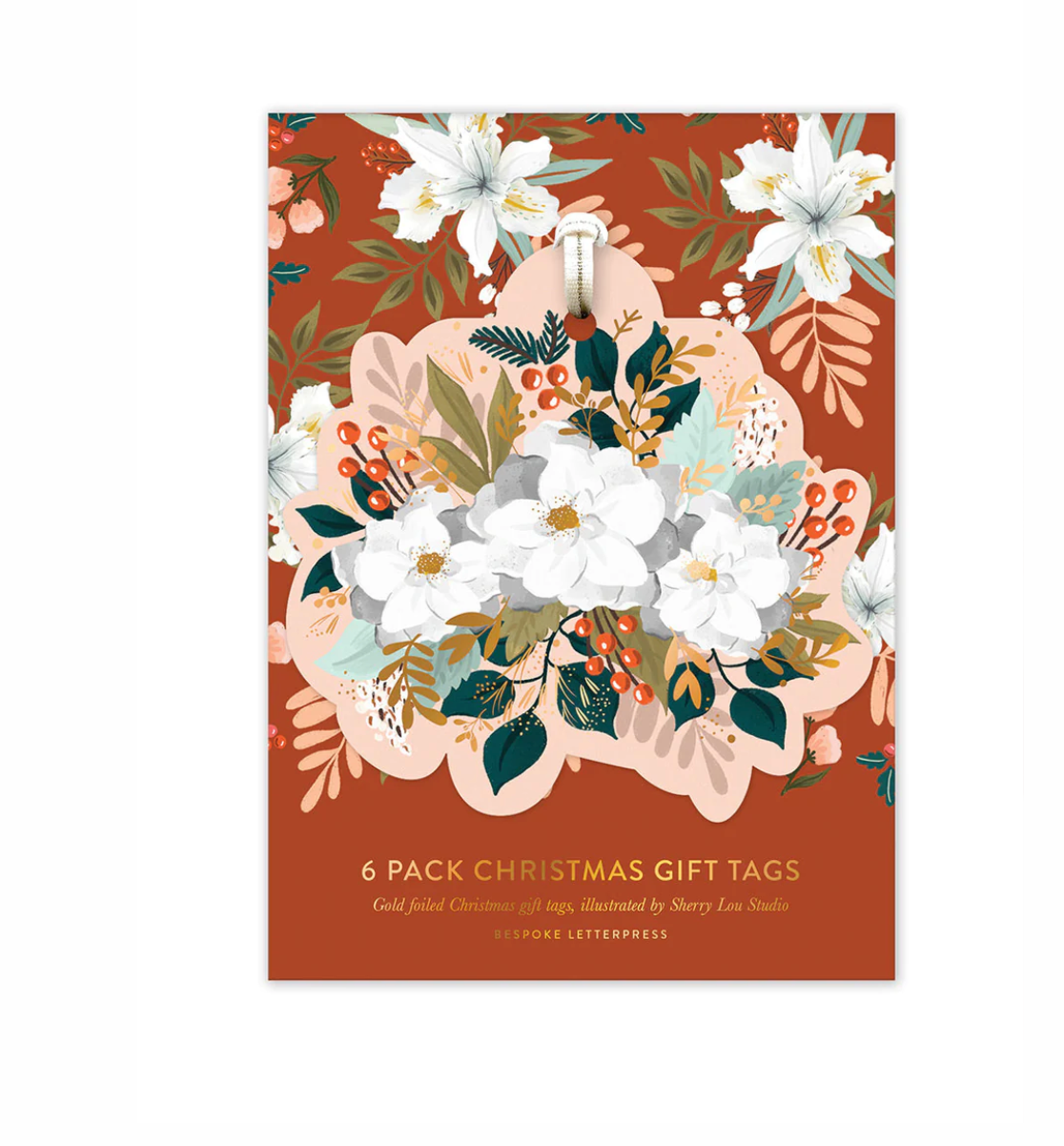 Christmas Flower Gift Tags 6 pack