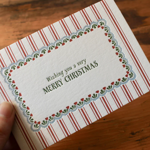 Letterpress Christmas Notecard - Ornamental Stripes