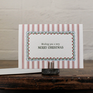 Letterpress Christmas Notecard - Ornamental Stripes