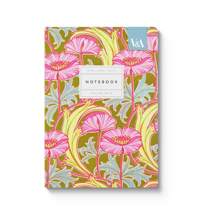 Notebook Deisng No. 8 Neon Floral Pink Poppies