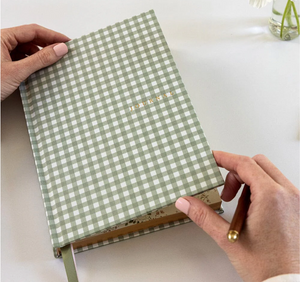 Linen Bound Journal -Sage Check