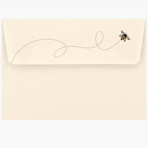 Cream envelope with bumblee design on back
