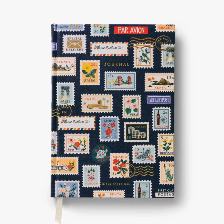 Fabric Journal -Travel Stamps