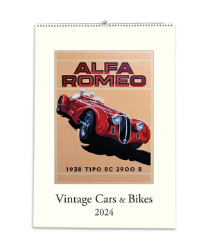 2024 Large Art Calendar - Vintage Cars & Bikes