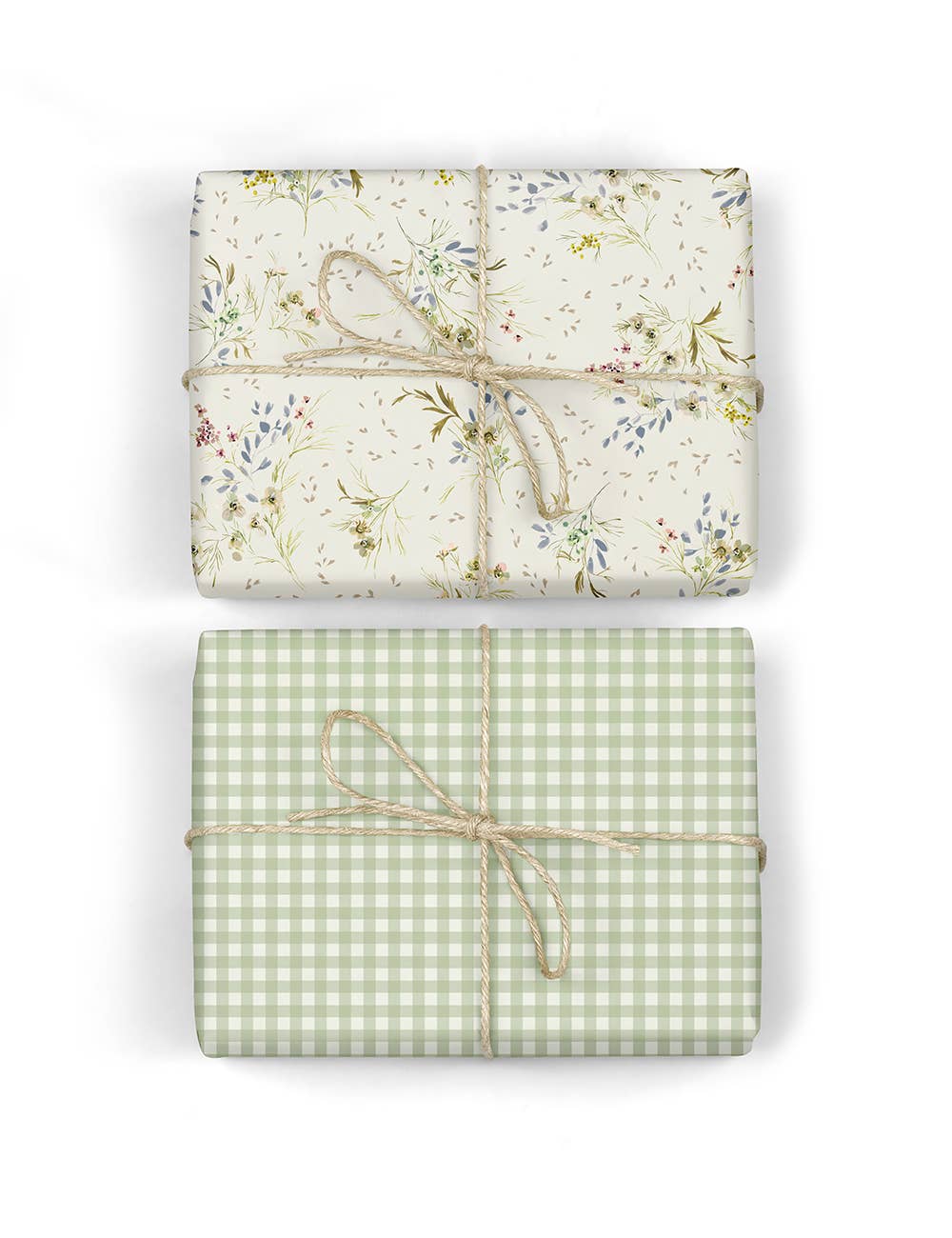 Itsy Bitsy Florals / Sage Check Double Sided Gift Wrap