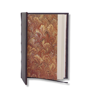 Chocolate Brown Full Leather Journal with marbled endpages