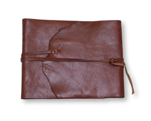 Leather wrap signature book in chestnut