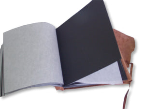 Leather Wrap Photo Album -  black pages and interleaving tissue