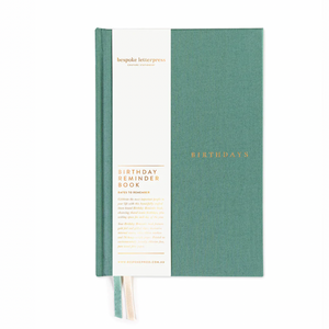 Linen Bound Birthday Book - Eucalypt Green