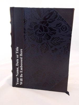 Black Floral Half Leather Journal