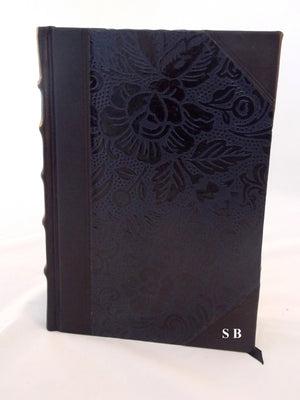 Black Floral Half Leather Journal