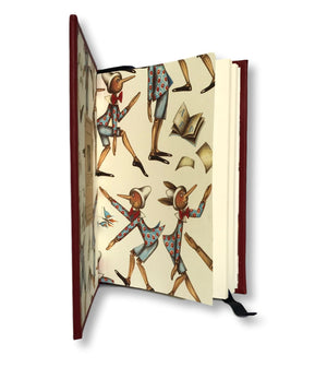 Leather Baby Journal with Pinocchio endpapers