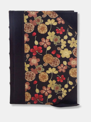 Japanese Golden Flower / Black Classic Half Leather Journal