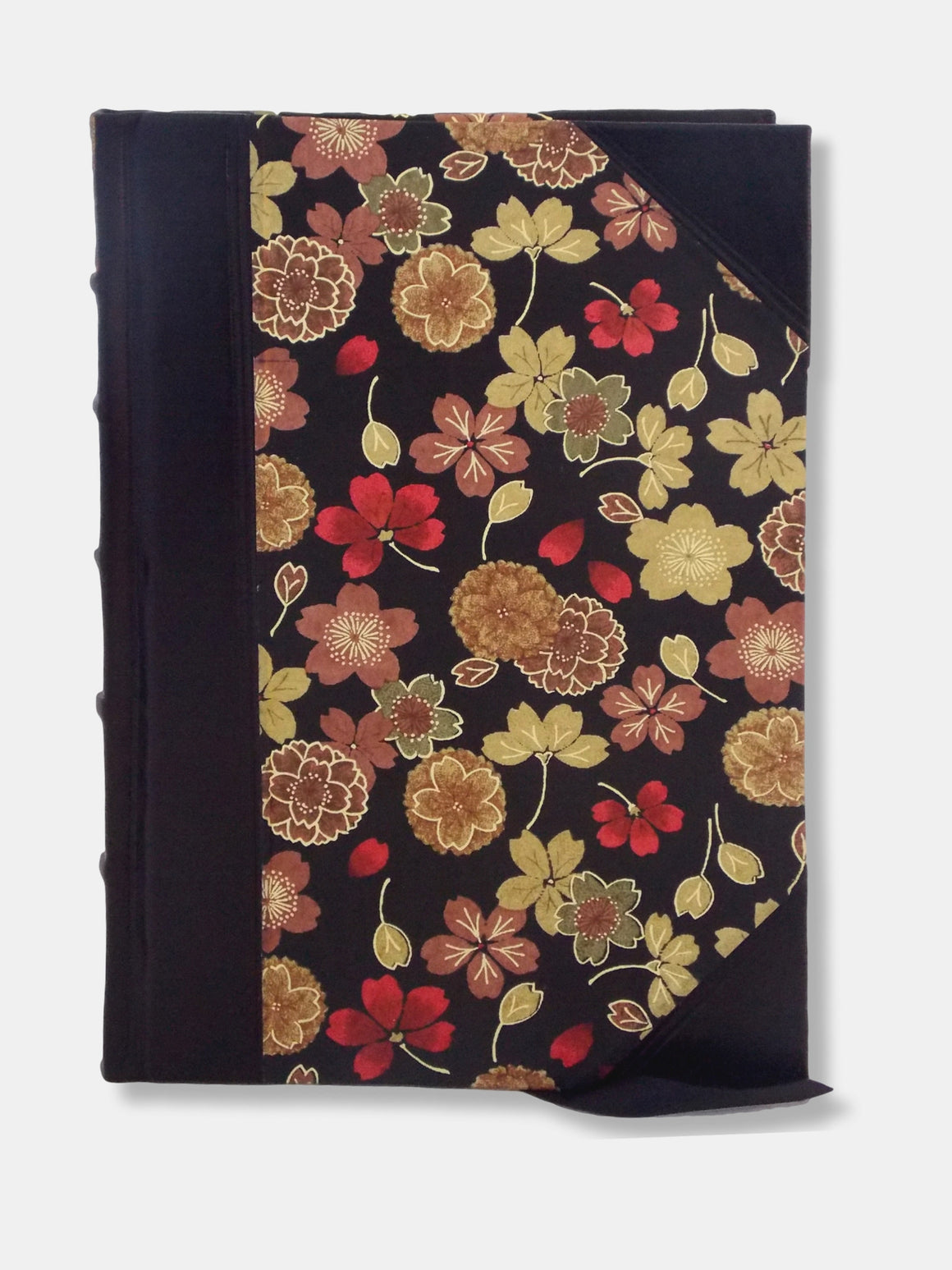 Japanese Golden Flower / Black Classic Half Leather Journal