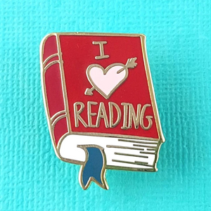 I Heart Reading Label Pin