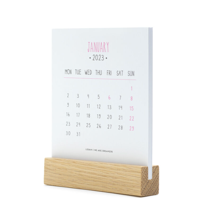 Desk Calendar with Wooden Base