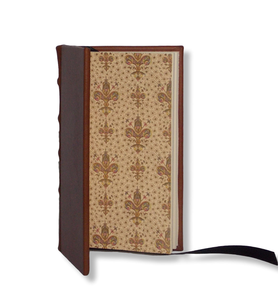 Brown leather slimline journal with Italian end papers