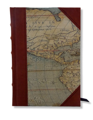 Vintage Map / Chestnut Classic Half Leather Journal
