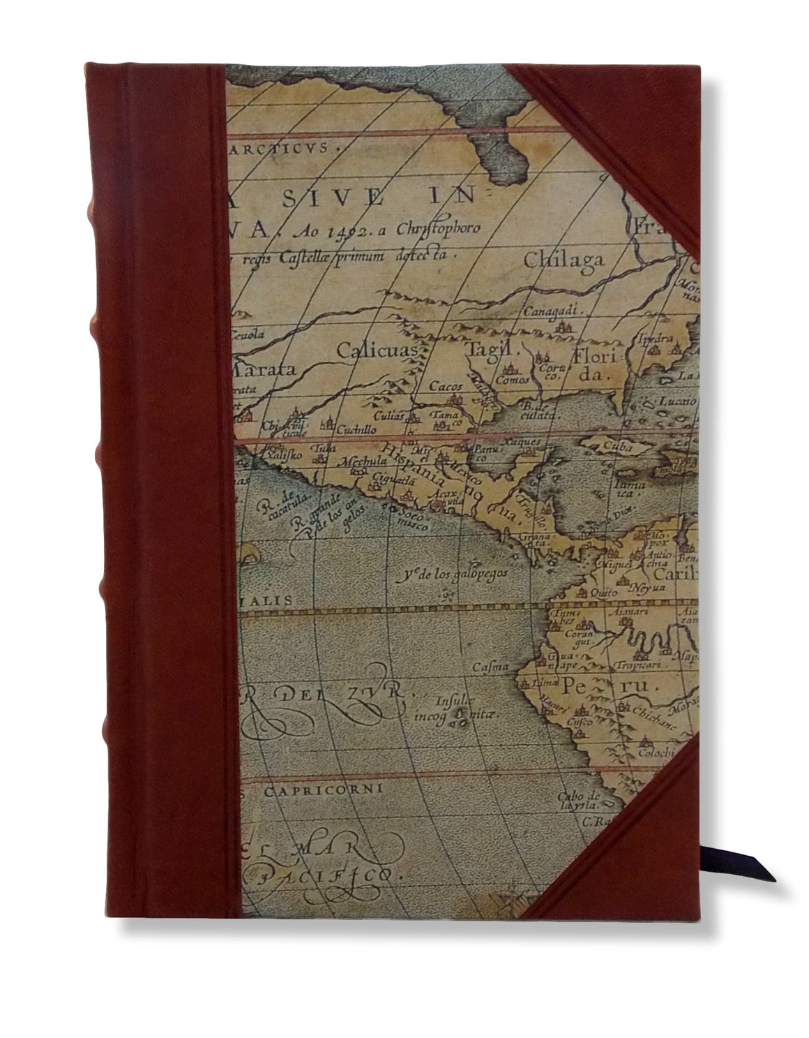Vintage Map / Chestnut Classic Half Leather Journal