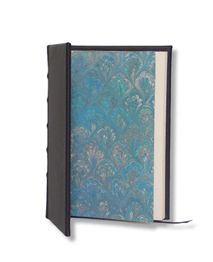 Navy Full Leather Journal with Marbled end pages