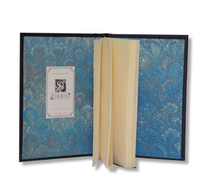 Blue marbled end pages in Navy Leather Journal