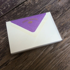 Correspondence card set with mauve lined envelopes