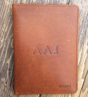 Personalisation on Brown leather passport wallet
