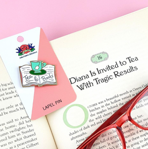 Tea and Books Label Pin