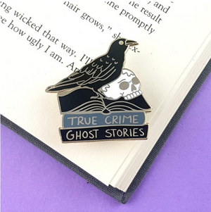 True Crime Ghost Stories Label Pin