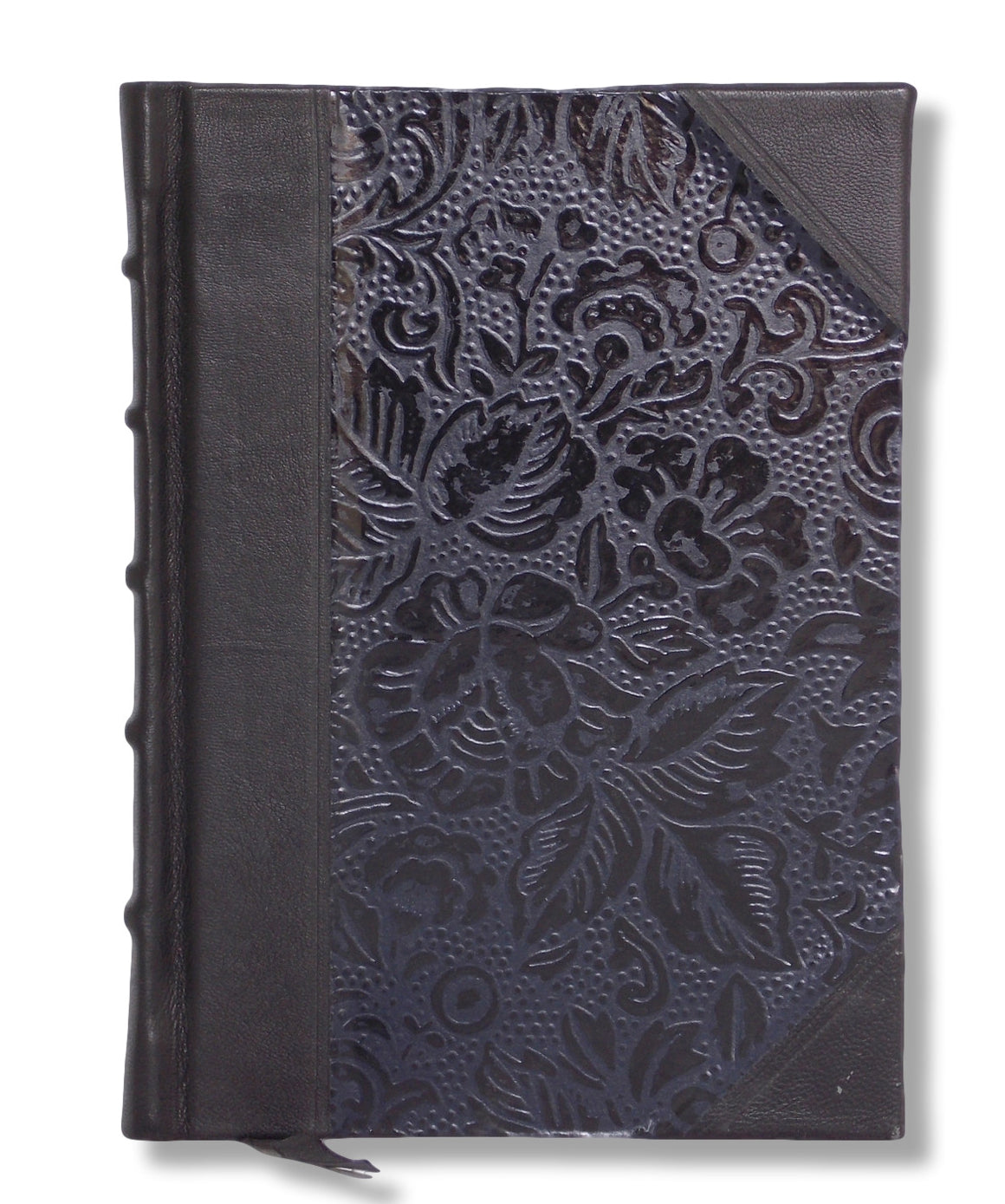 Black leather journal with Japanese washi paper sides