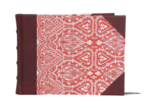Brown leather guest book in Persian Red design
