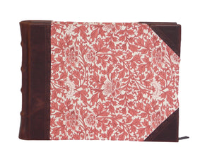 Brown leather guest book with Italian printed sides
